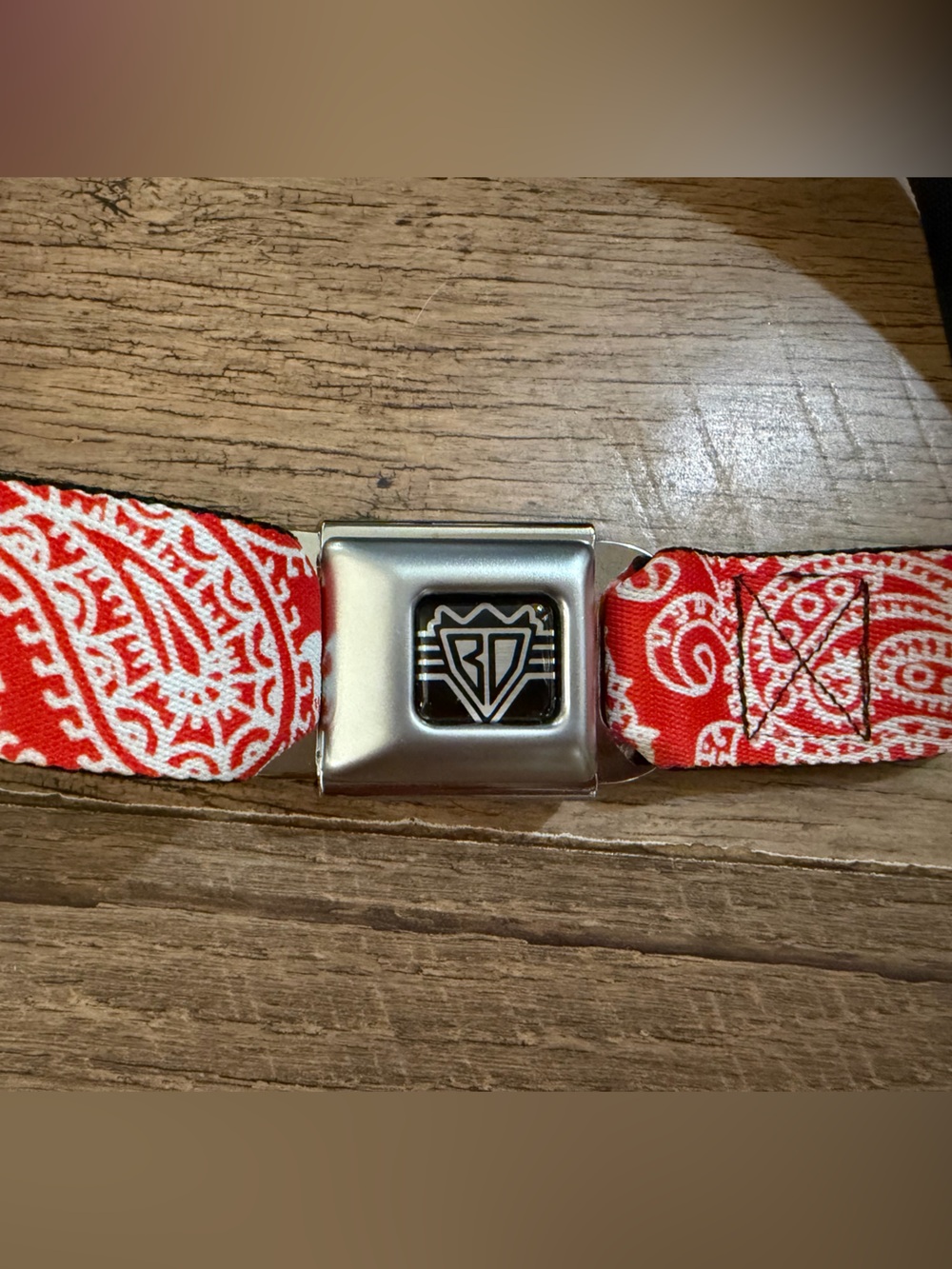 Buckle-Down Red and White Bandana Print Seatbelt Belt